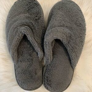 NWT Restoration Hardware Turkish Terry Gray Slippers with Open Back.Large
